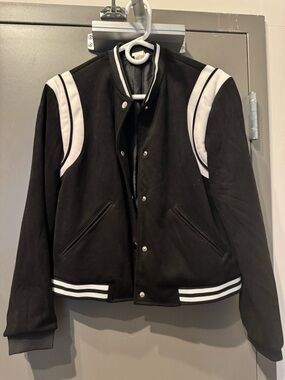 Black and White Varsity Bomber Jacket